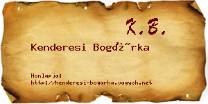 Kenderesi Bogárka névjegykártya